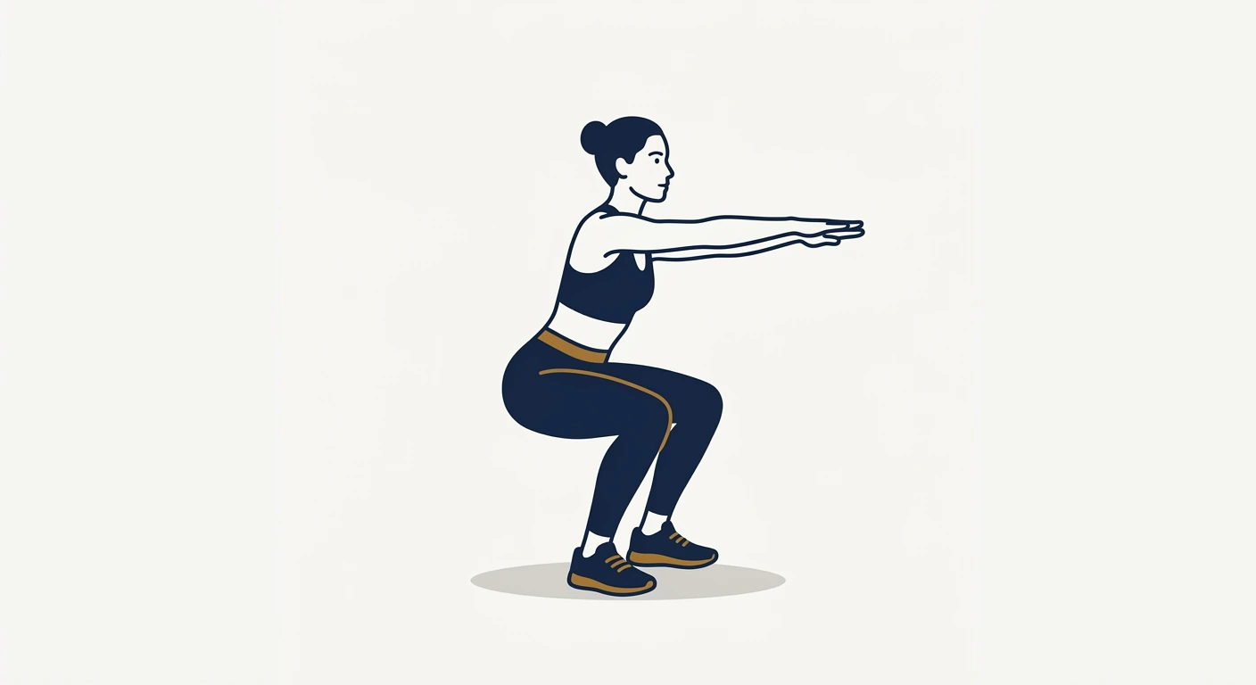 Form illustration: bodyweight squat, side view