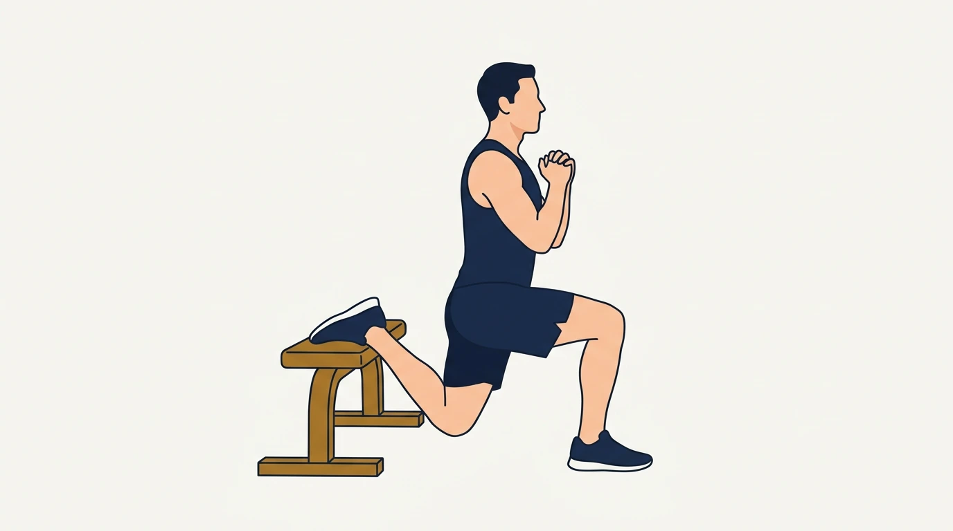 Form illustration: Bulgarian split squat, side view
