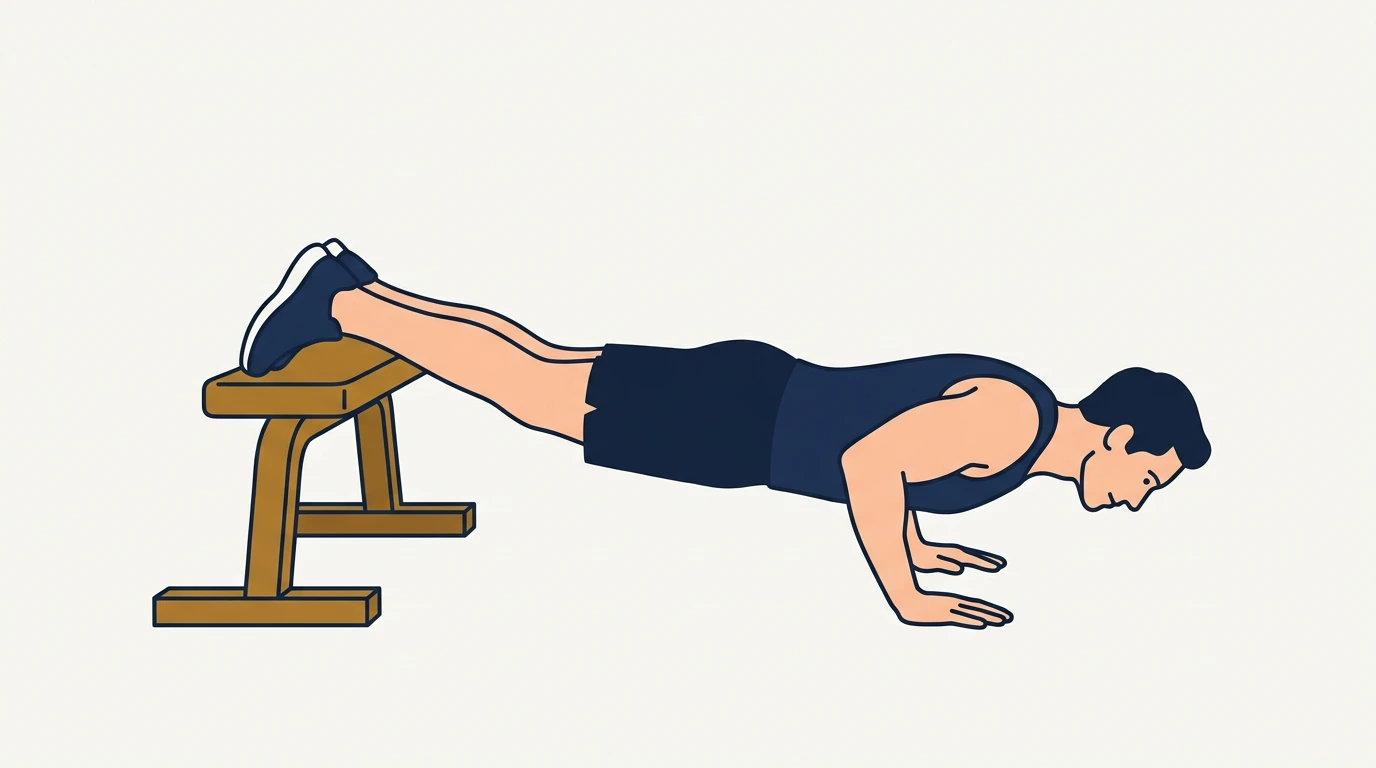 Form illustration: decline push-up, side view