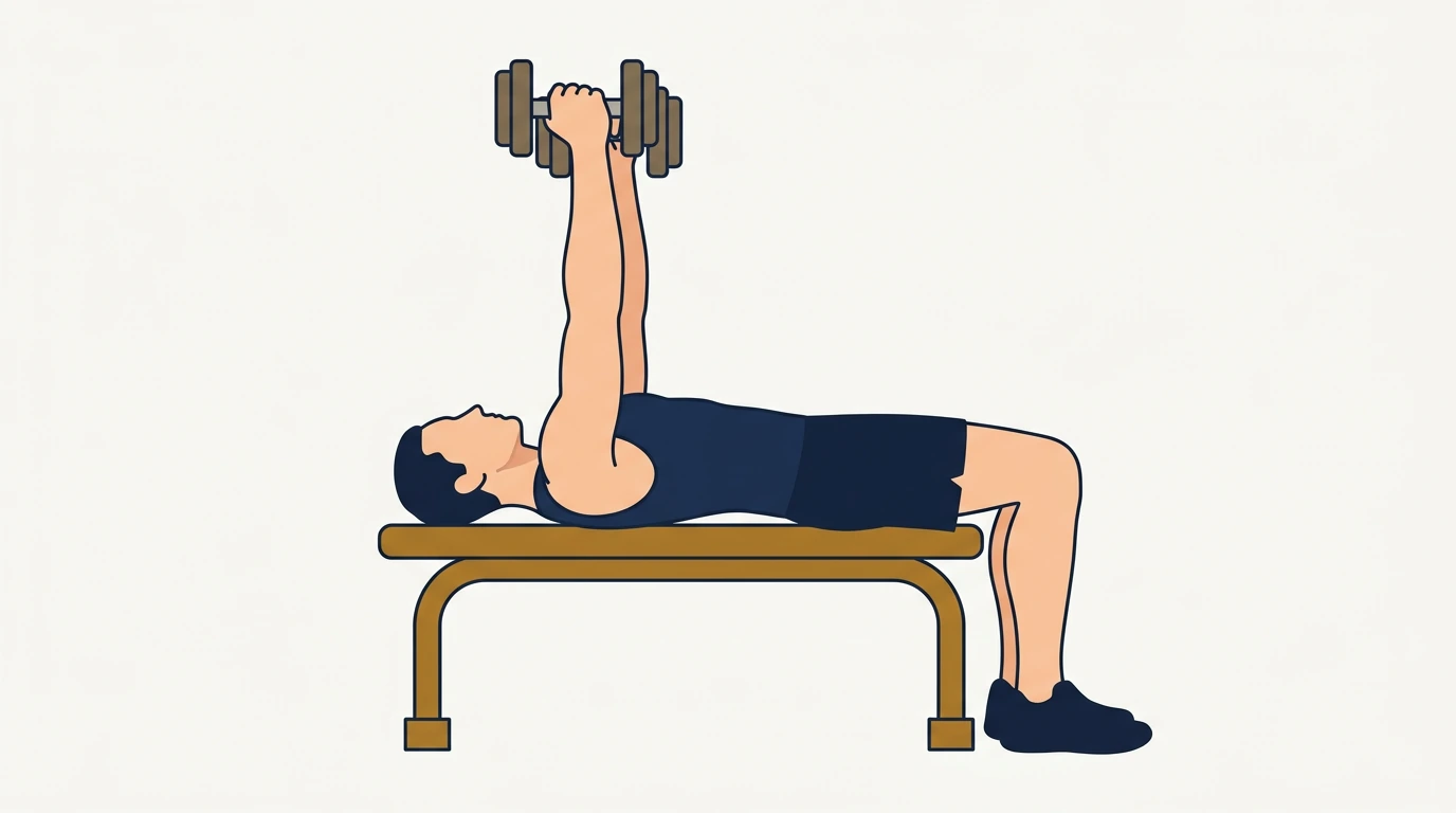 Form illustration: dumbbell bench press, side view