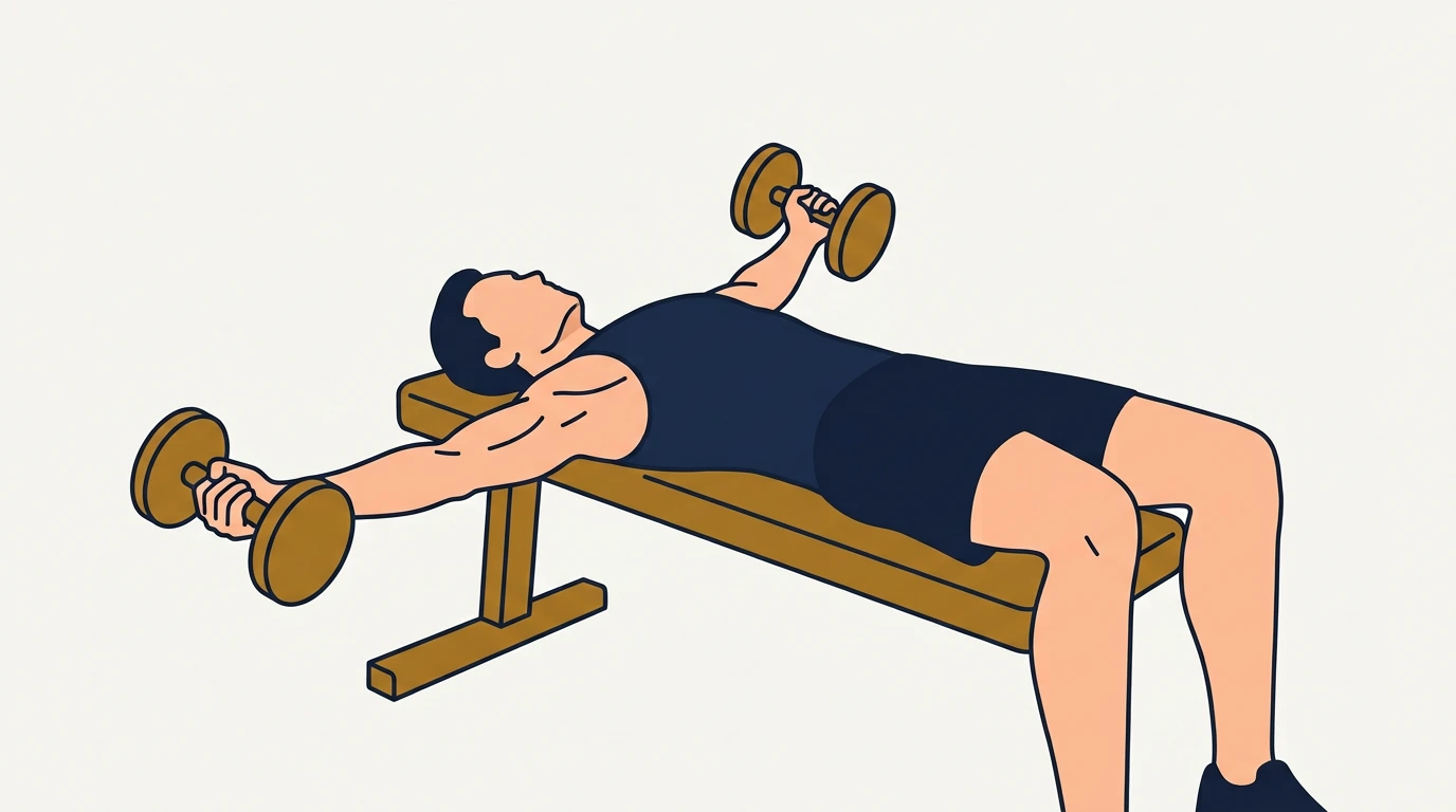 Form illustration: dumbbell chest fly, side view