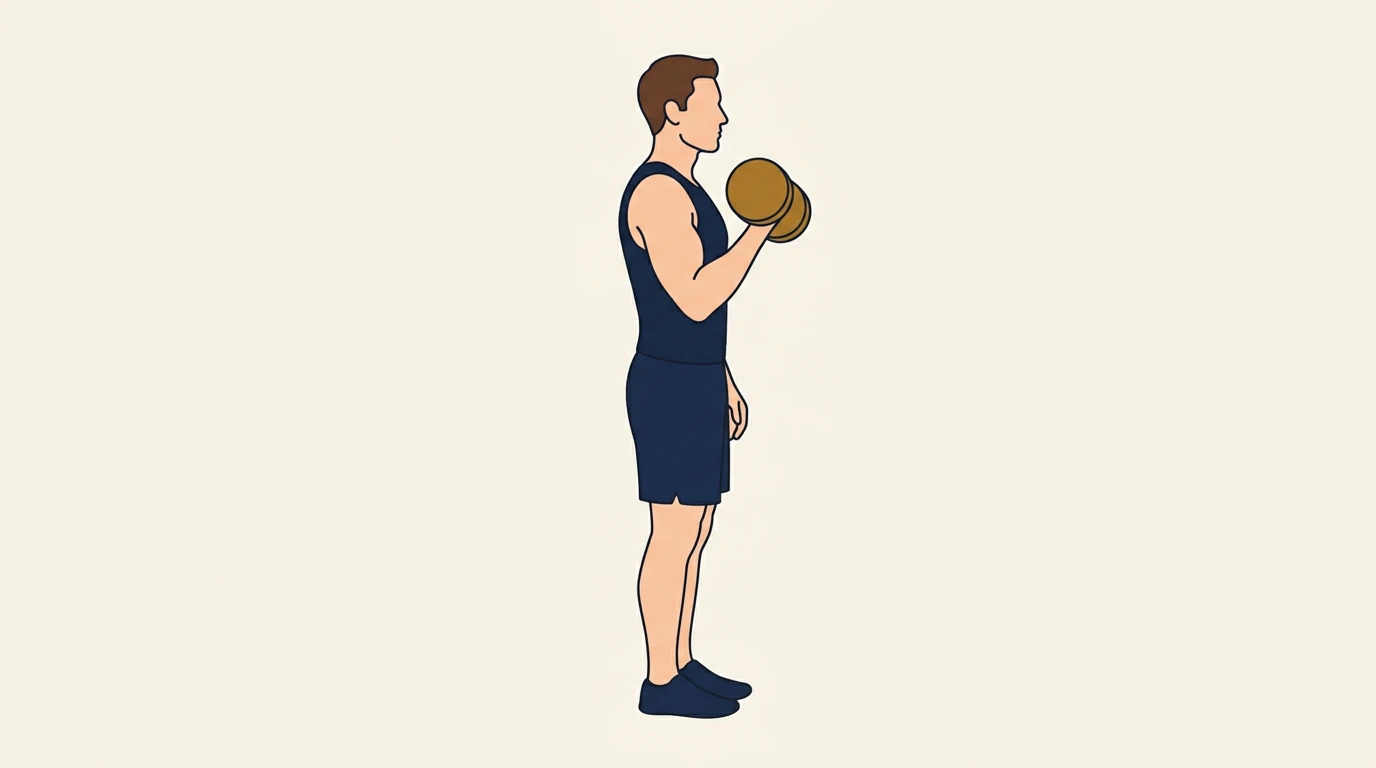 Form illustration: dumbbell curl, side view