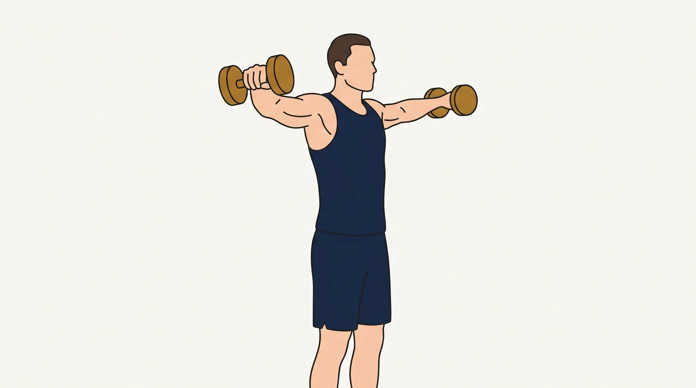 Form illustration: dumbbell lateral raise, side view