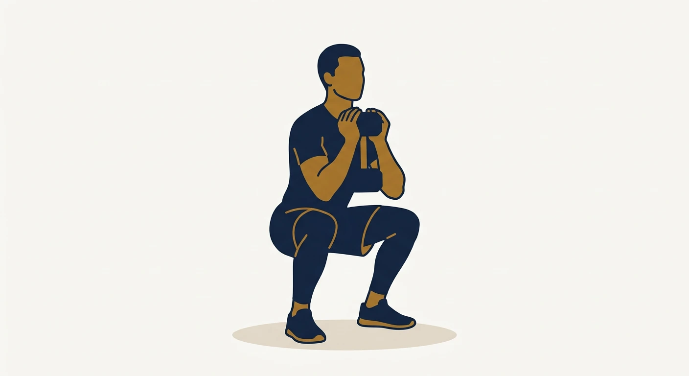 Form illustration: goblet squat, side view