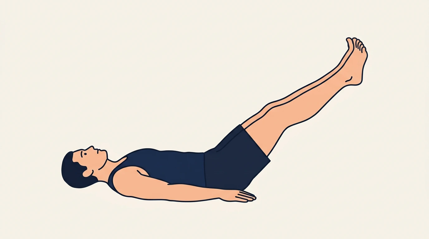 Form illustration: lying leg raise, side view