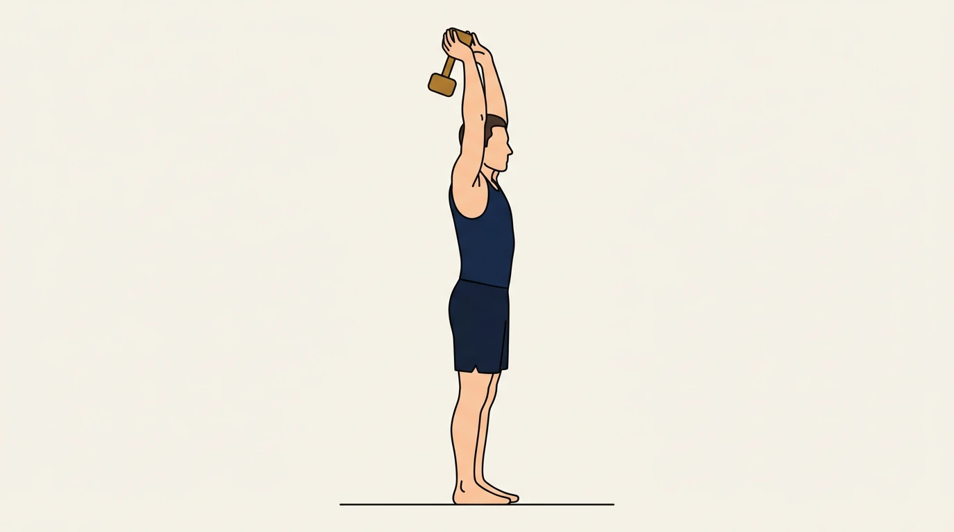 Form illustration: overhead tricep extension, side view