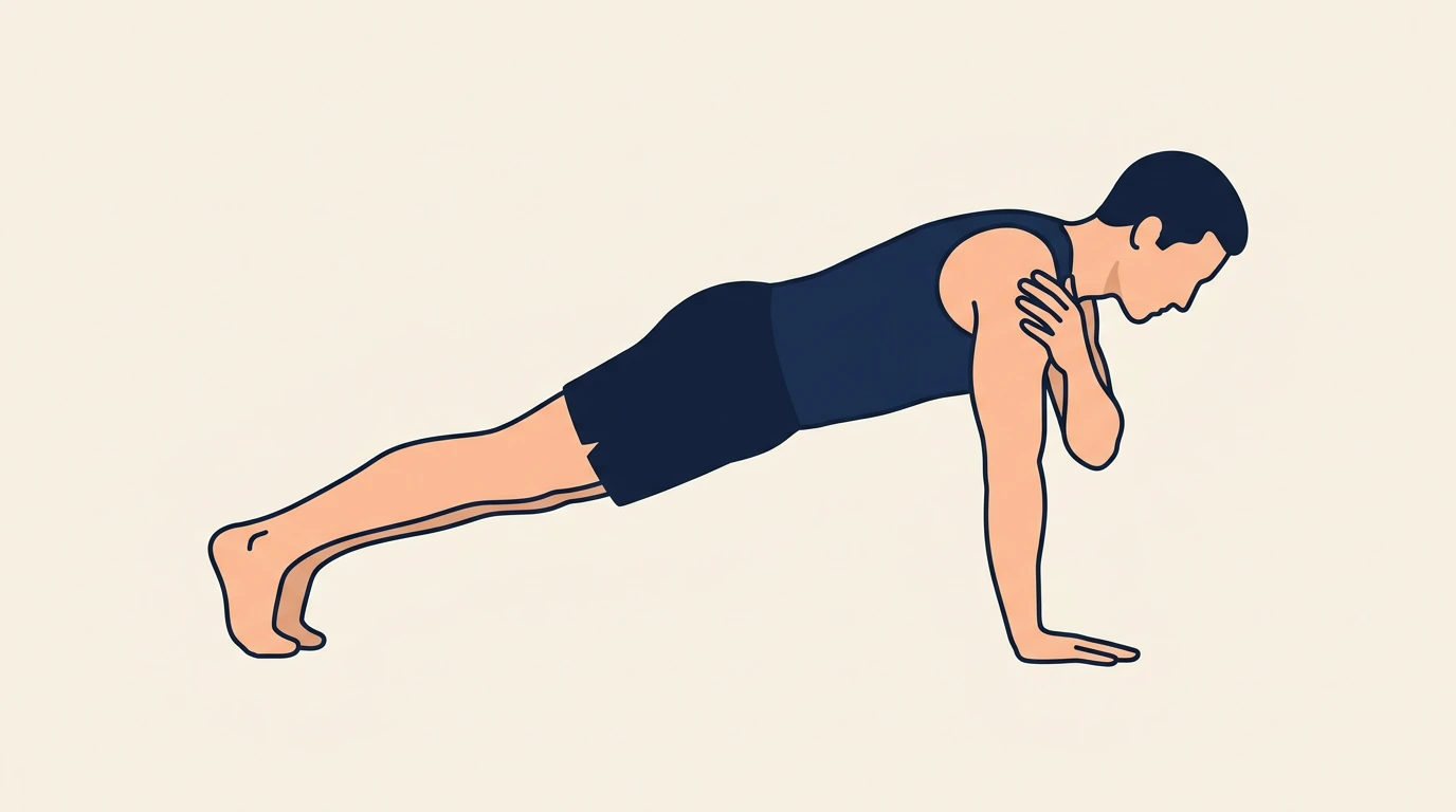 Form illustration: plank shoulder tap, side view