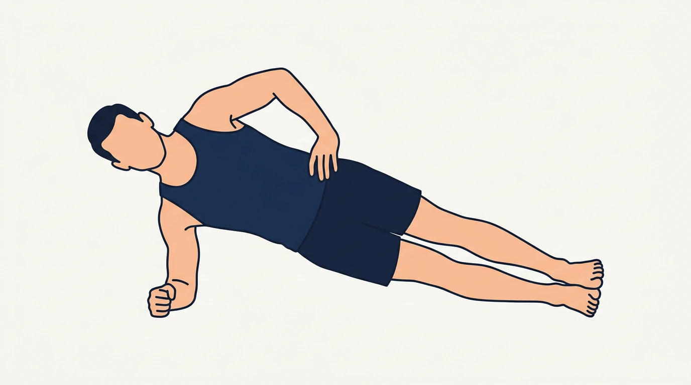 Form illustration: side plank dip, side view