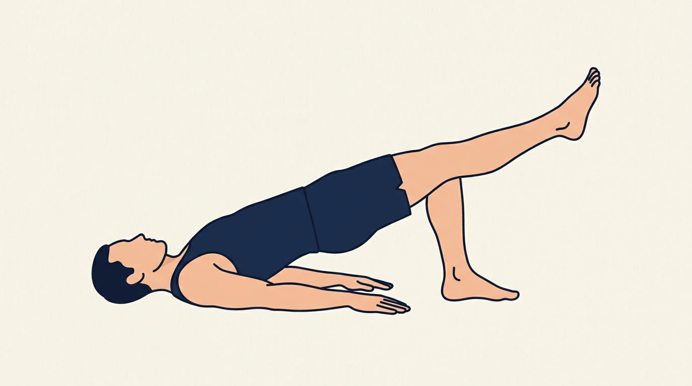 Form illustration: single-leg glute bridge, side view