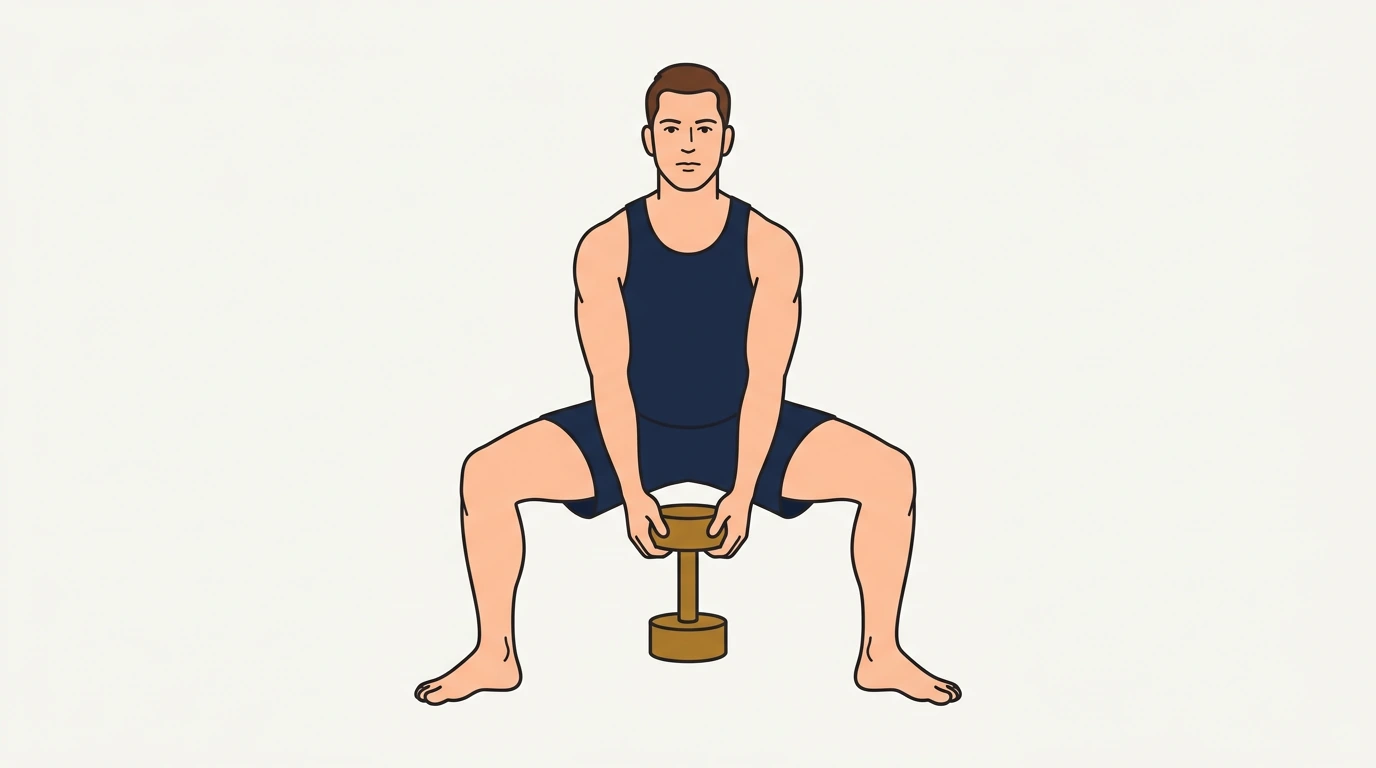 Form illustration: sumo squat, side view