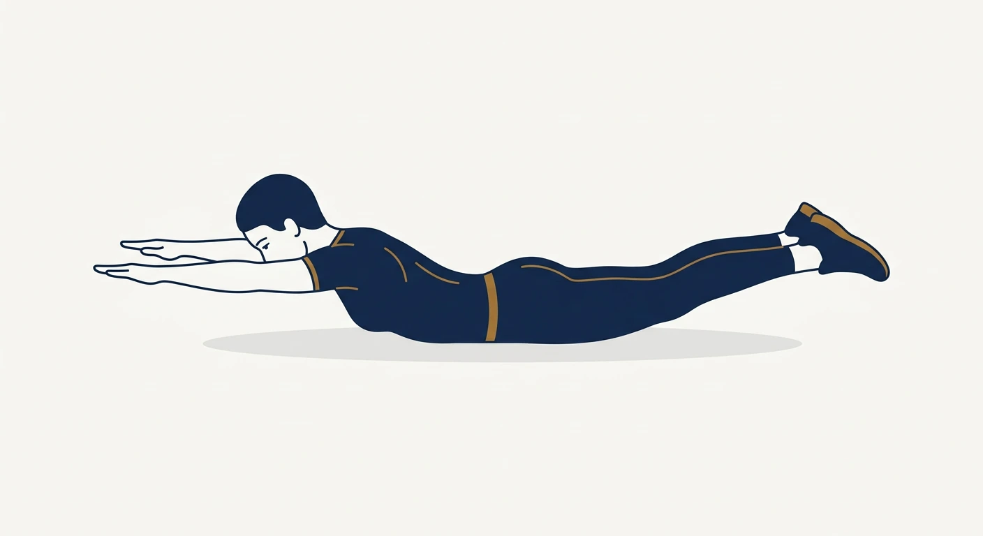Form illustration: superman hold, side view