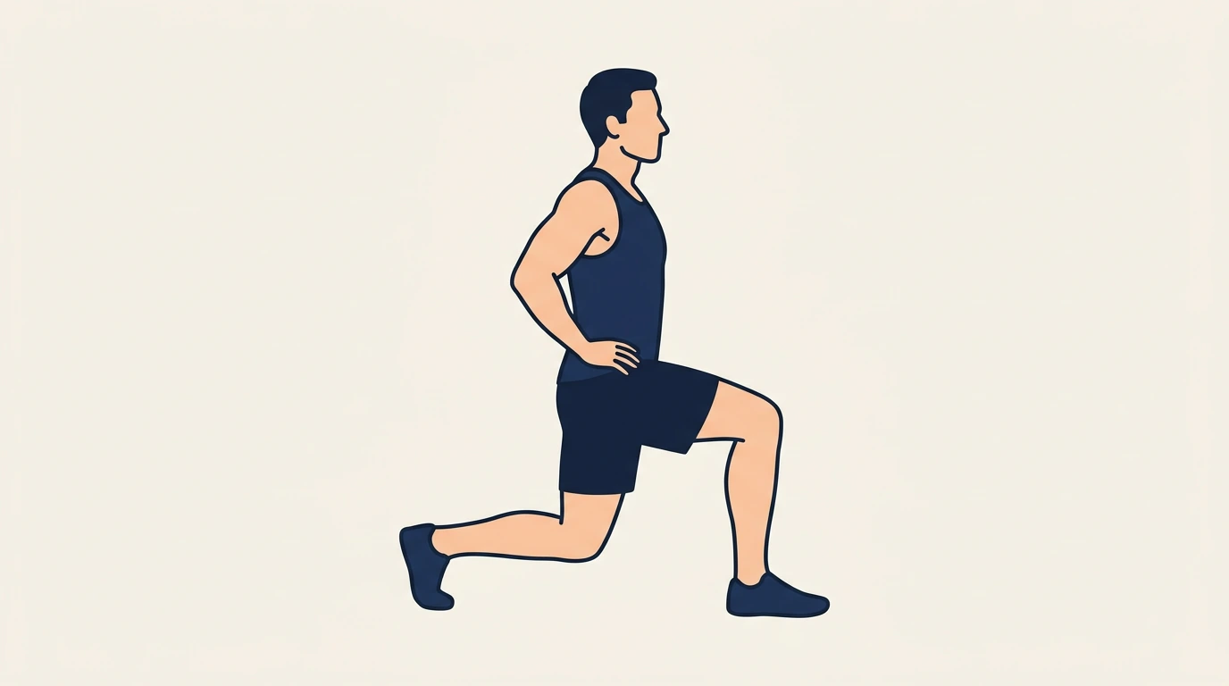 Form illustration: walking lunge, side view
