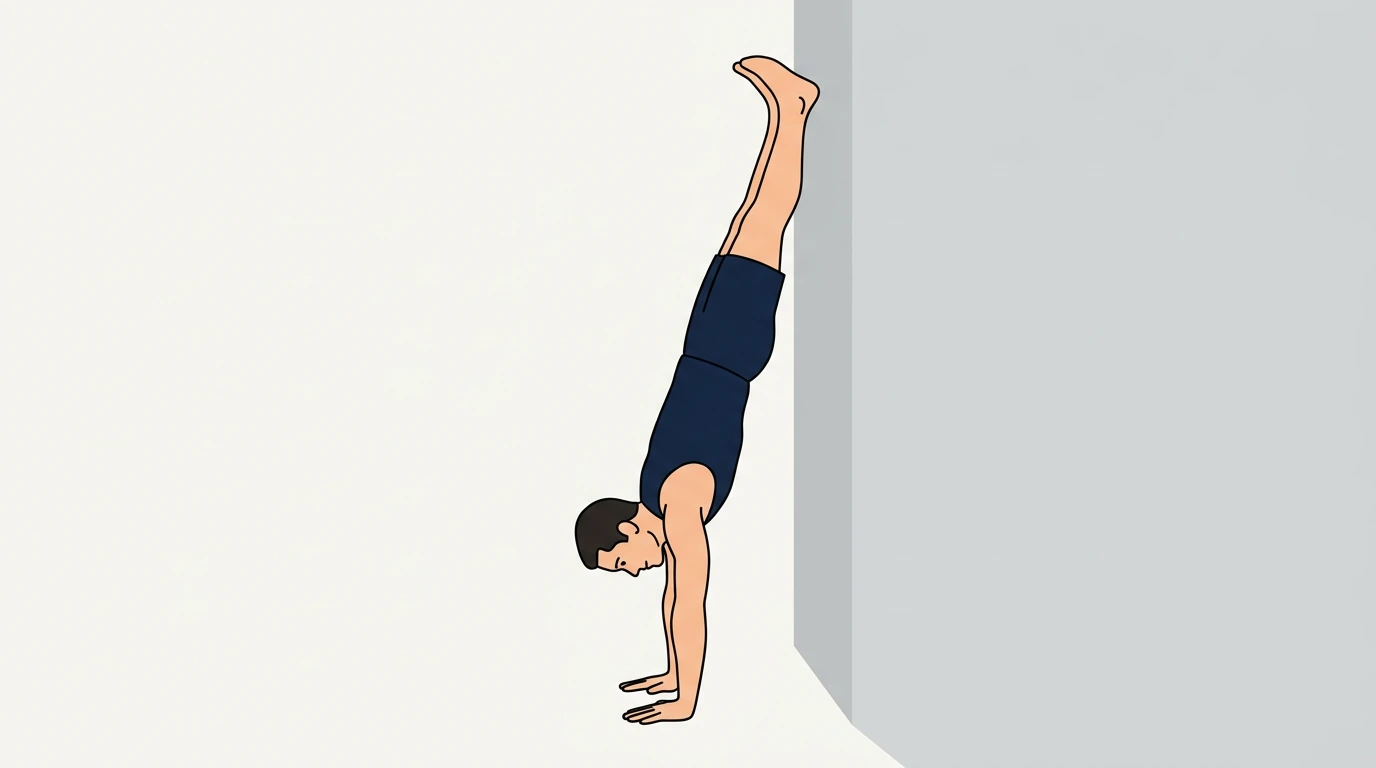 Form illustration: wall handstand hold, side view
