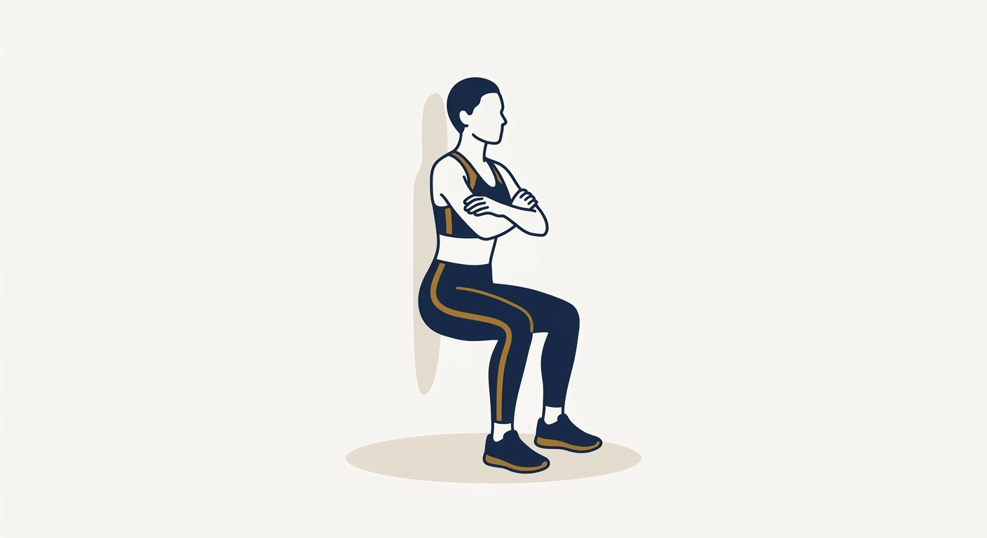 Form illustration: wall sit, side view