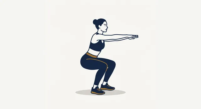 Form illustration: bodyweight squat, side view