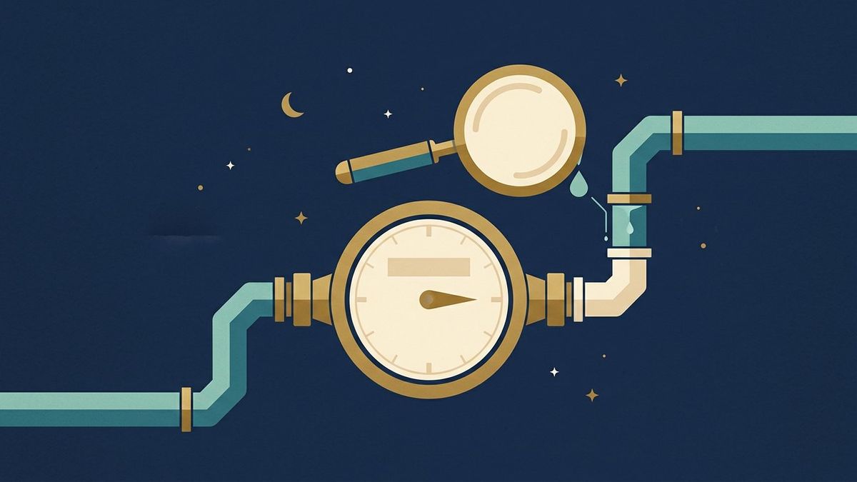 Illustration: The water bill that crept: finding a hidden leak with one quiet hour and the meter