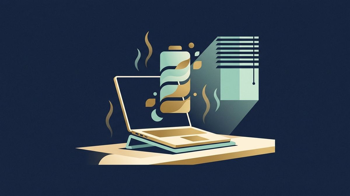 Illustration: Your laptop battery does not die from charging - it dies from 35-degree desks