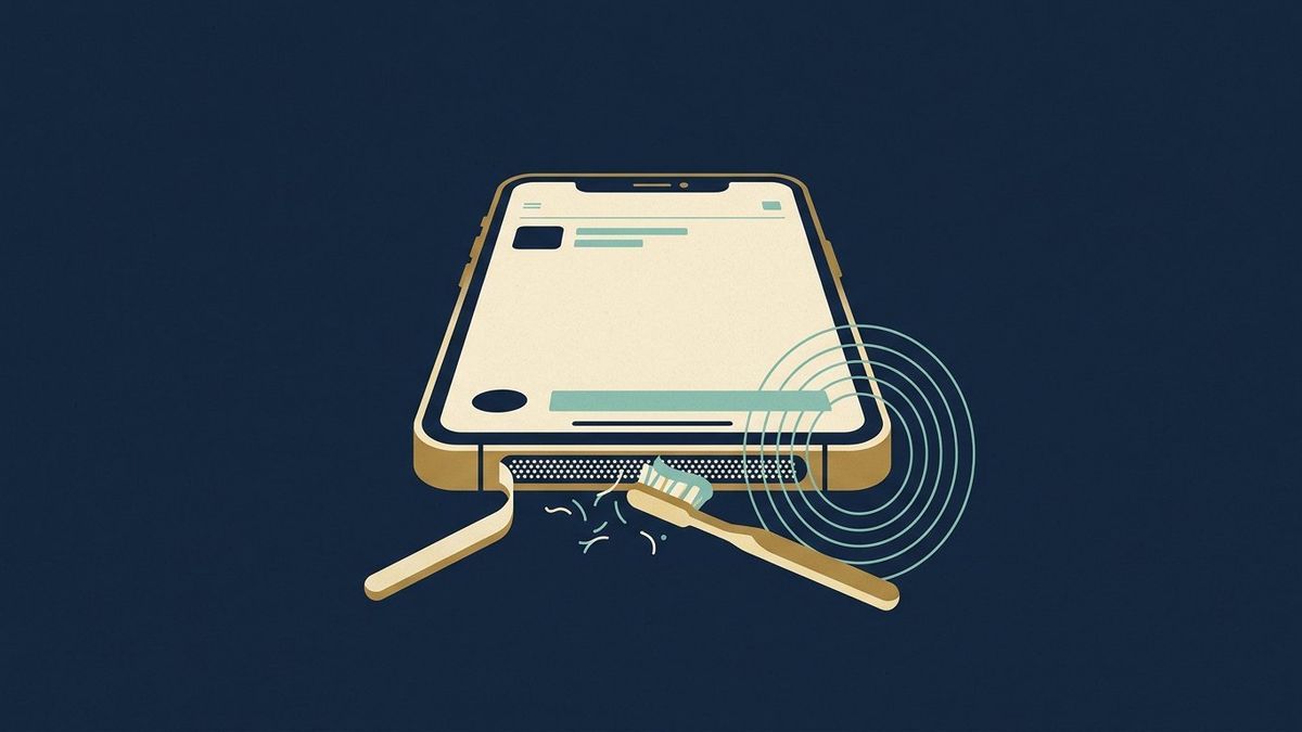 Illustration: The phone speaker that went quiet: pocket lint, not volume settings, is usually the culprit